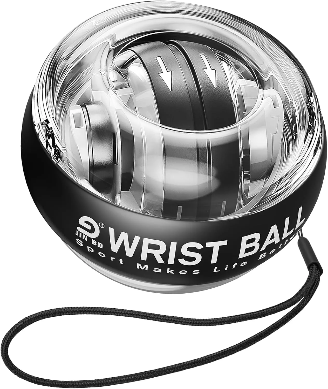 Wrist Trainer/Strengthener Gyro Ball Auto-Start Gyroscopic Forearm Exerciser for Strengthen Arms, Fingers, Wrist Bones and Muscles （Black Without Light）