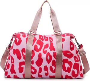 Y2K Preppy Duffle Bag Small Gym Bag for Women Weekenderl Bag Trave Dance Carry on Bag Cheetah Animal Print (pink)