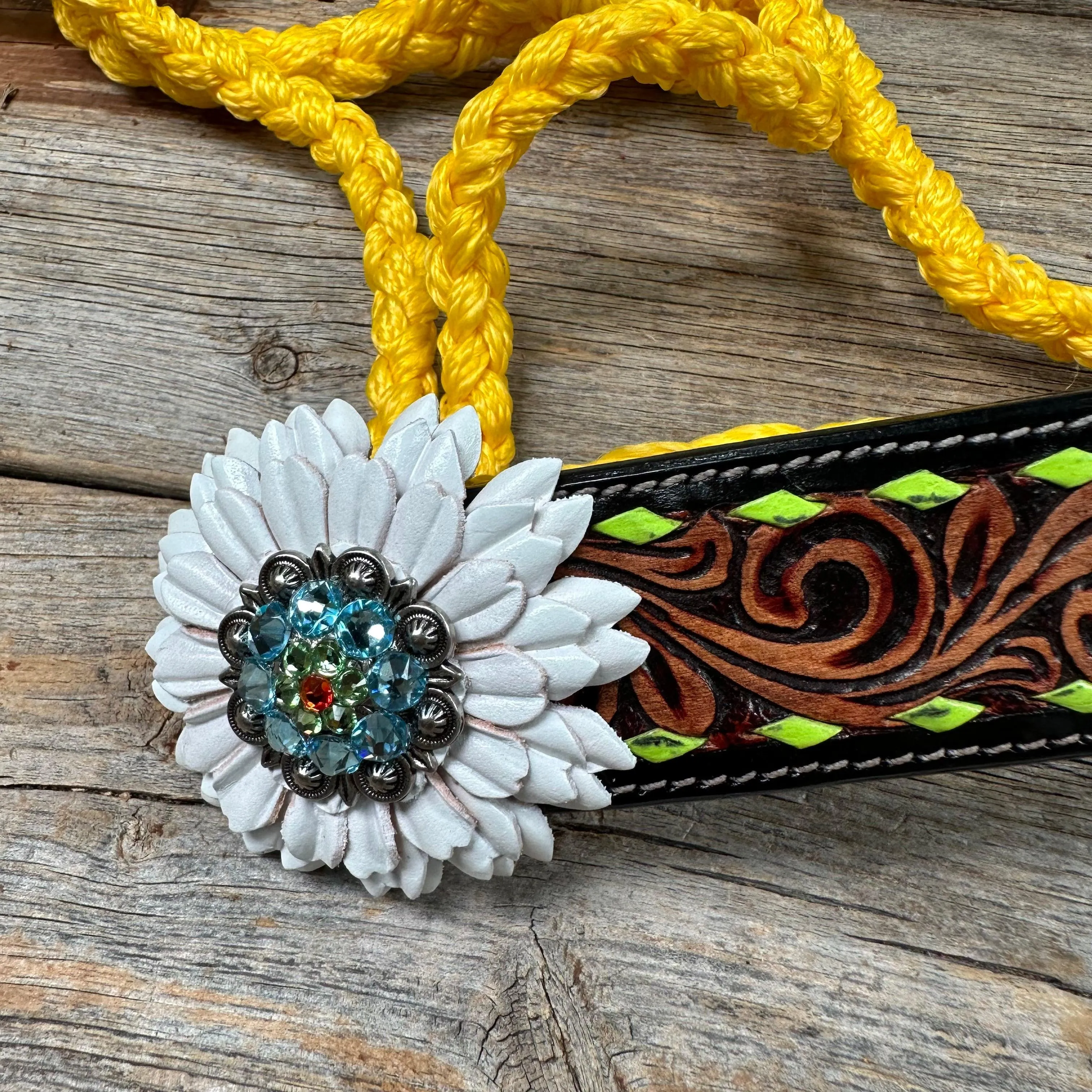 Yellow Mule Tape Halter - White and Lime #MT213