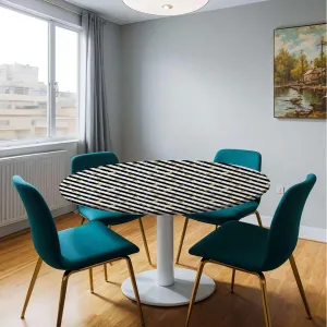 Yellow White Round Table Cloth with Elastic Edged Little Circles Spots Table Cloth Round Elastic Edge Fitted Table Cover Fit for 44"-47" Diameter Table Geometric
