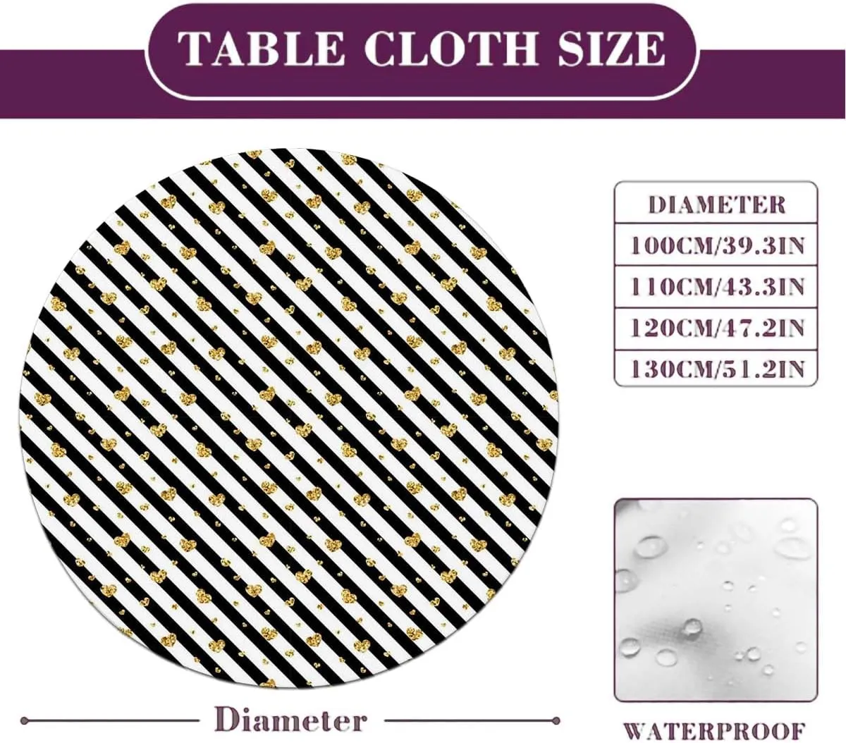 Yellow White Round Table Cloth with Elastic Edged Little Circles Spots Table Cloth Round Elastic Edge Fitted Table Cover Fit for 44"-47" Diameter Table Geometric